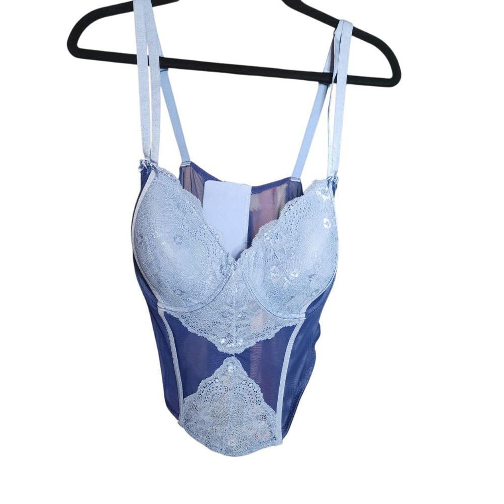 Adore Me Blue Lace Corset Bra XL